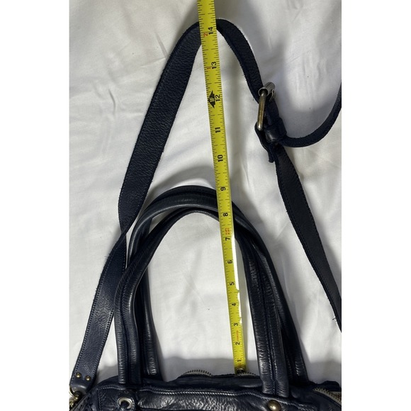 Errelleventidue Made Italy Leather Bag Navy Blue Floral Lace Cut Crossbody Strap - Picture 11 of 13